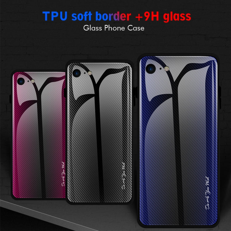 For iPhone SE 2022 / SE 2020 / 8 / 7 Texture Gradient Glass Protective Case(Rose Red) - HoMEdemic™ 