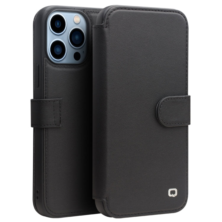 For iPhone 13 Pro Max QIALINO Magnetic Buckle Phone Leather Case with Card Slot (Black) - HoMEdemic™ 