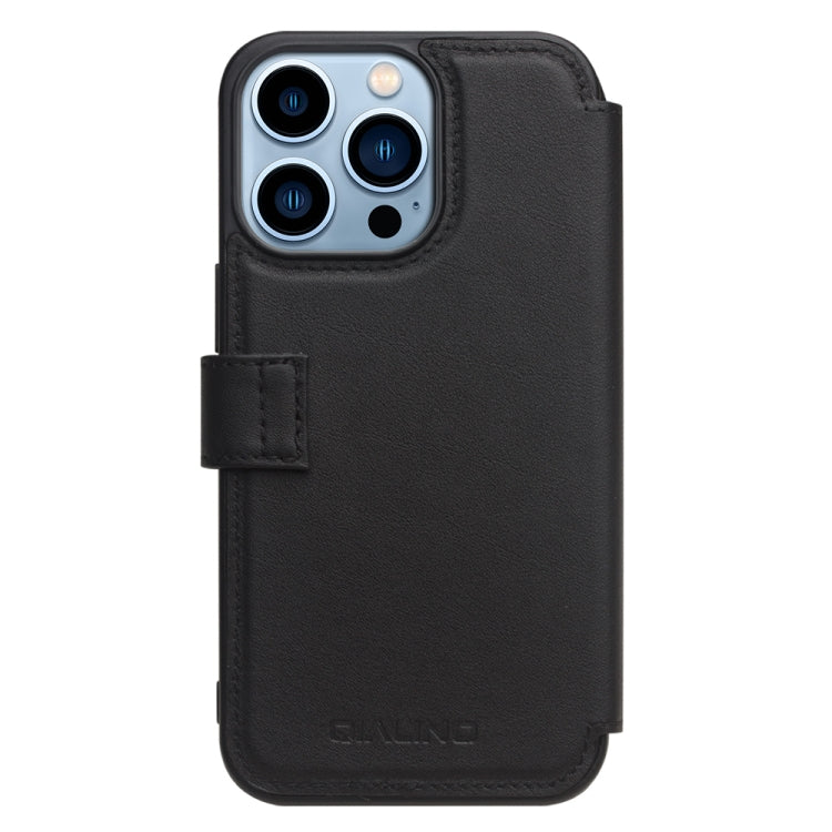 For iPhone 13 Pro Max QIALINO Magnetic Buckle Phone Leather Case with Card Slot (Black) - HoMEdemic™ 
