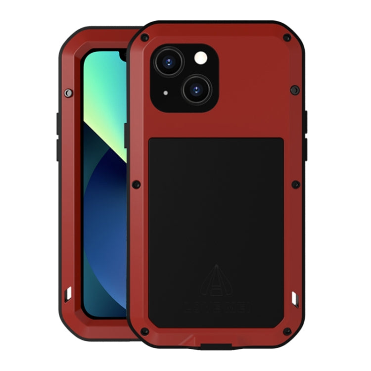 For iPhone 13 mini LOVE MEI Metal Shockproof Life Waterproof Dustproof Protective Phone Case (Red) - HoMEdemic™ 