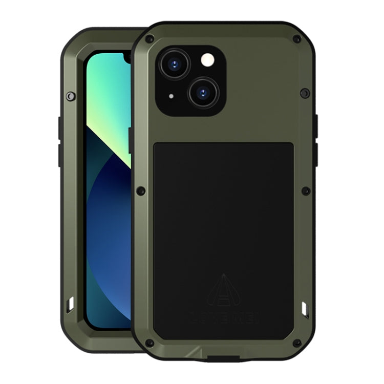 For iPhone 13 mini LOVE MEI Metal Shockproof Life Waterproof Dustproof Protective Phone Case (Army Green) - HoMEdemic™ 