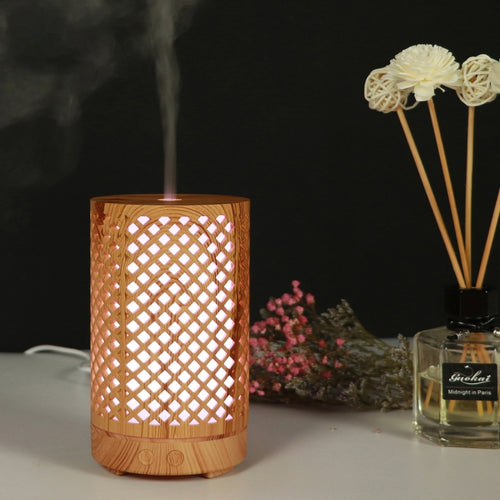 USB 200ml Hollow-out Forest Pattern Wooden Essential Oil Aromatherapy Machine Ultrasonic Humidifier Automatic Alcohol Sprayer(Light Brown-1) - HoMEdemic™ 