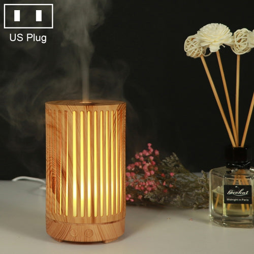 200ml Hollow-out Forest Pattern Wooden Essential Oil Aromatherapy Machine Ultrasonic Humidifier Automatic Alcohol Sprayer, Plug Specification:US Plug(Light Brown-2) - HoMEdemic™ 