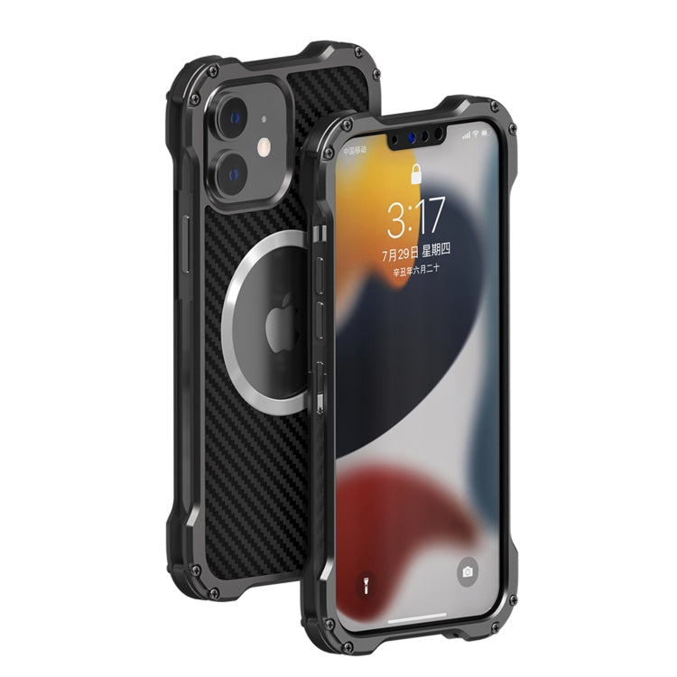 For iPhone 12 R-JUST RJ51 Hollow Shockproof Metal Protective Phone Case (Dark Grey) - HoMEdemic™ 
