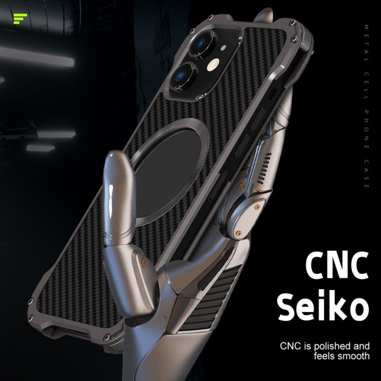 For iPhone 12 R-JUST RJ51 Hollow Shockproof Metal Protective Phone Case (Dark Grey) - HoMEdemic™ 