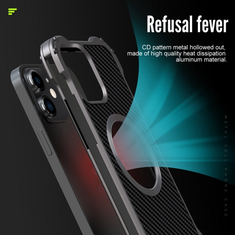 For iPhone 12 Pro Max R-JUST RJ51 Hollow Shockproof Metal Protective Phone Case(Dark Grey) - HoMEdemic™ 
