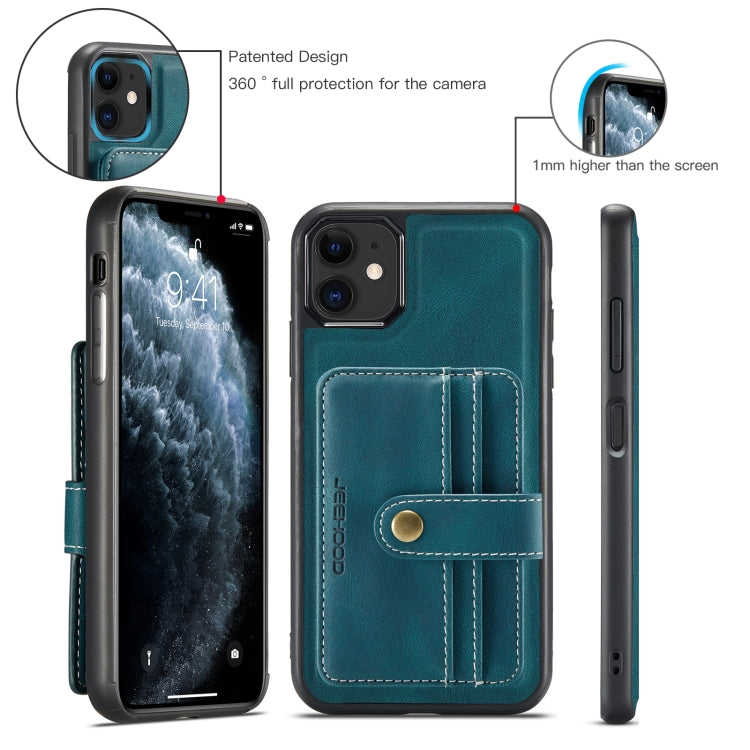 For iPhone 12 mini JEEHOOD RFID Blocking Anti-Theft Wallet Phone Case (Blue) - HoMEdemic™ 