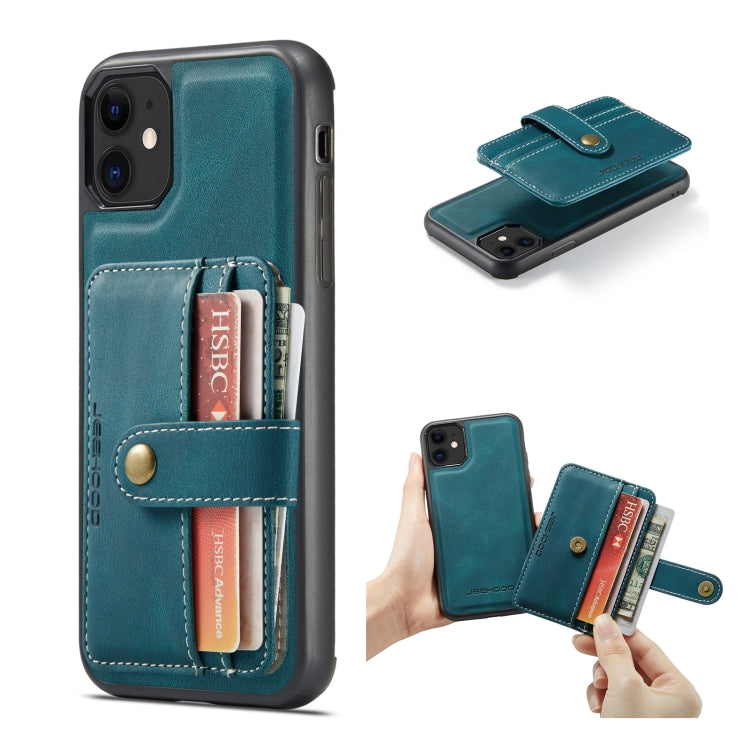 For iPhone 11 JEEHOOD RFID Blocking Anti-Theft Wallet Phone Case (Blue) - HoMEdemic™ 