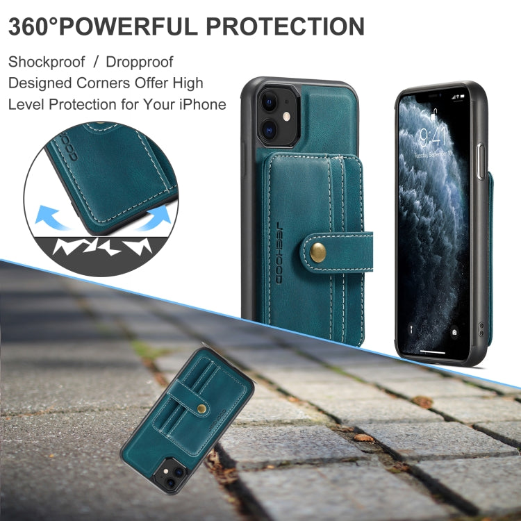 For iPhone 11 JEEHOOD RFID Blocking Anti-Theft Wallet Phone Case (Blue) - HoMEdemic™ 