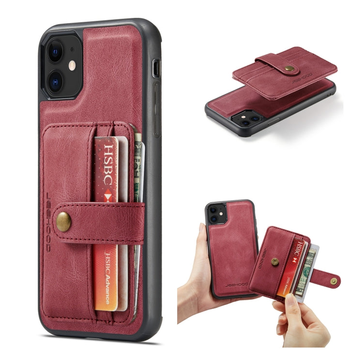 For iPhone 11 JEEHOOD RFID Blocking Anti-Theft Wallet Phone Case (Red) - HoMEdemic™ 