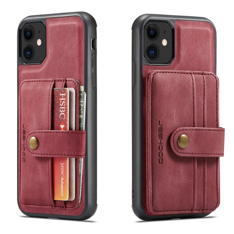 For iPhone 11 JEEHOOD RFID Blocking Anti-Theft Wallet Phone Case (Red) - HoMEdemic™ 