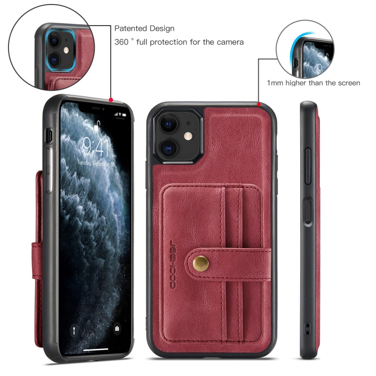 For iPhone 11 JEEHOOD RFID Blocking Anti-Theft Wallet Phone Case (Red) - HoMEdemic™ 