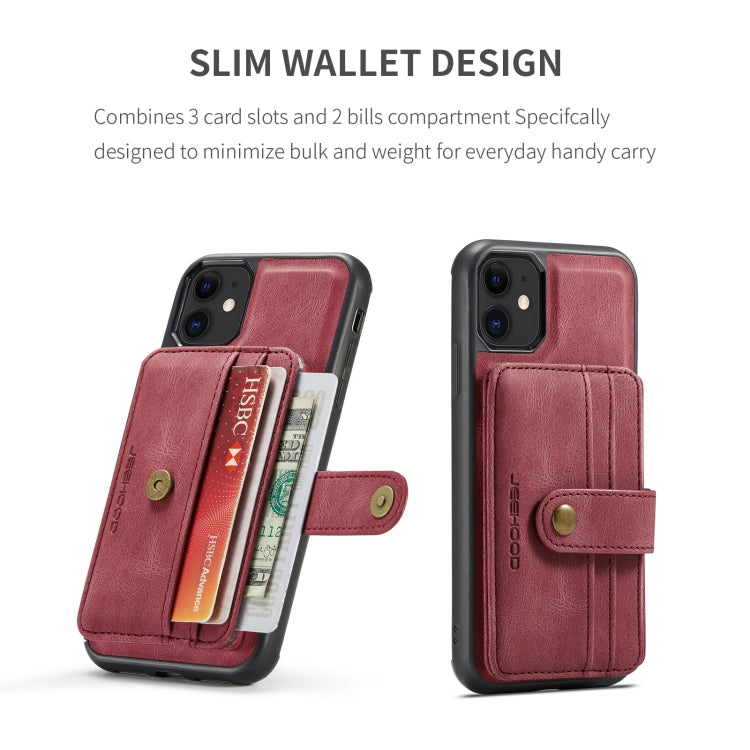 For iPhone 11 JEEHOOD RFID Blocking Anti-Theft Wallet Phone Case (Red) - HoMEdemic™ 