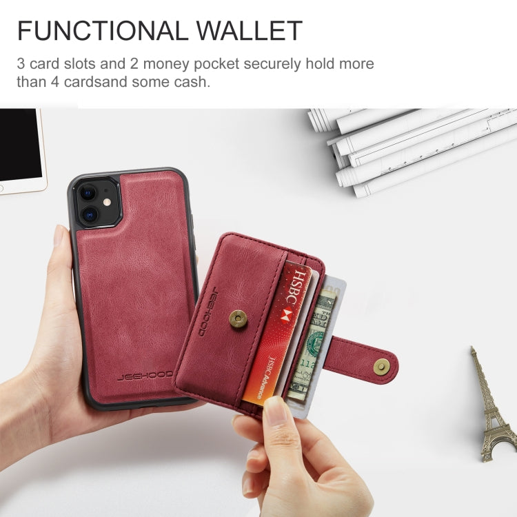 For iPhone 11 JEEHOOD RFID Blocking Anti-Theft Wallet Phone Case (Red) - HoMEdemic™ 