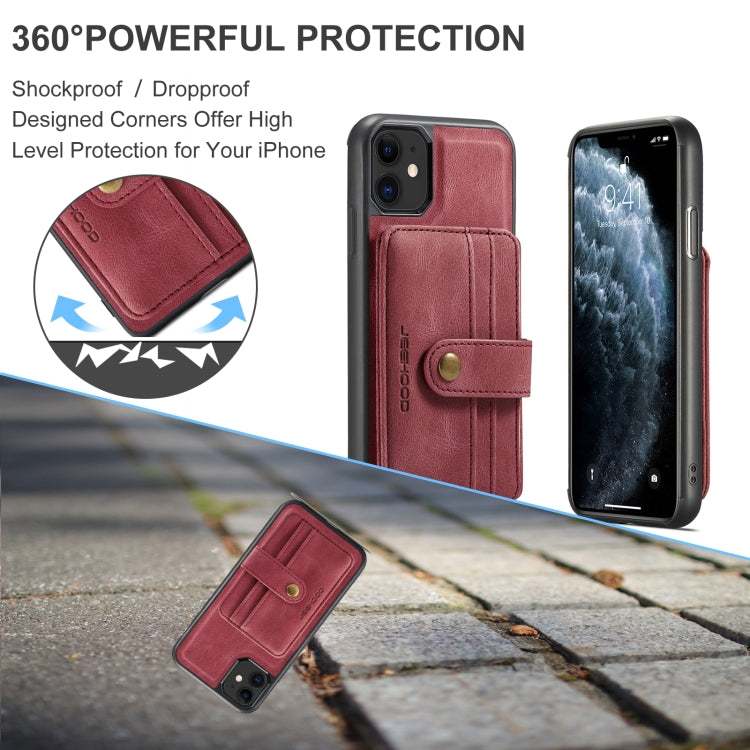 For iPhone 11 JEEHOOD RFID Blocking Anti-Theft Wallet Phone Case (Red) - HoMEdemic™ 