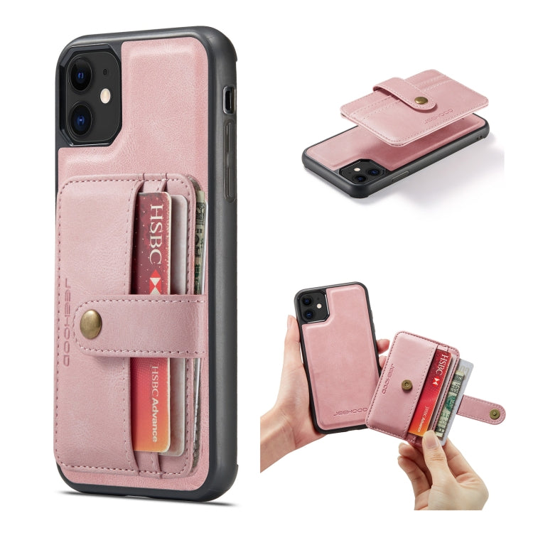 For iPhone 11 JEEHOOD RFID Blocking Anti-Theft Wallet Phone Case (Pink) - HoMEdemic™ 