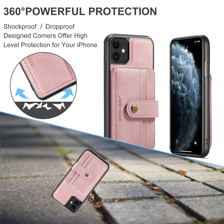 For iPhone 11 JEEHOOD RFID Blocking Anti-Theft Wallet Phone Case (Pink) - HoMEdemic™ 
