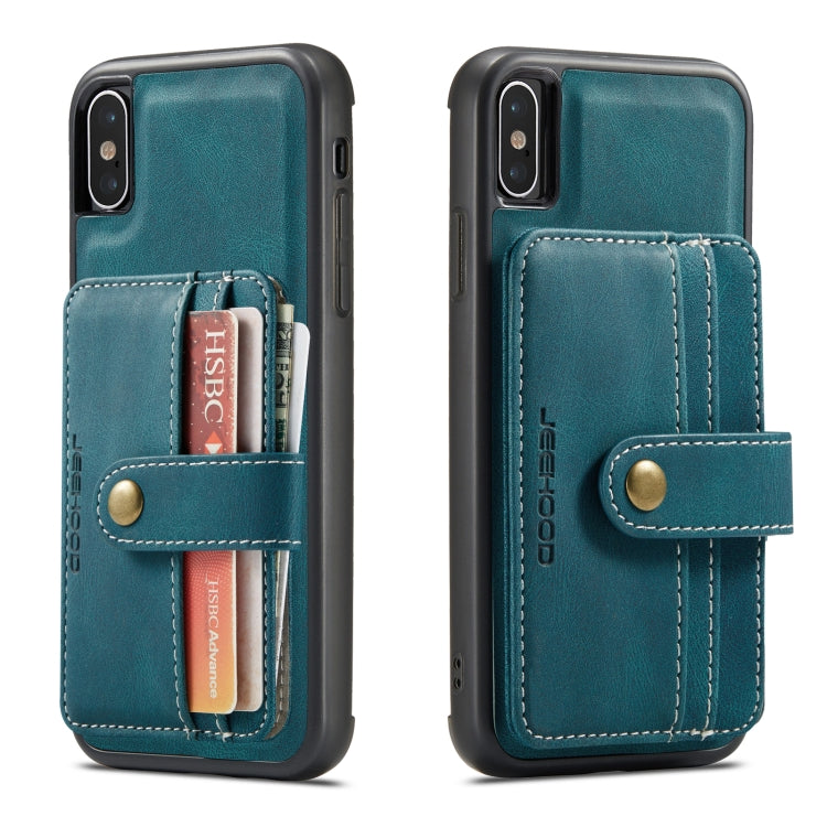 For iPhone XR JEEHOOD RFID Blocking Anti-Theft Wallet Phone Case(Blue) - HoMEdemic™ 