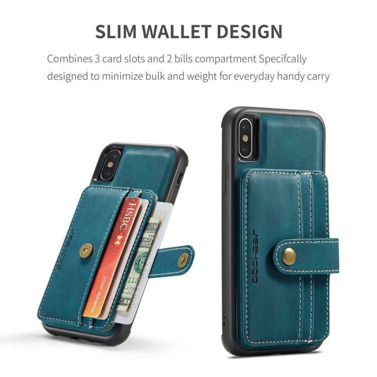 For iPhone XR JEEHOOD RFID Blocking Anti-Theft Wallet Phone Case(Blue) - HoMEdemic™ 