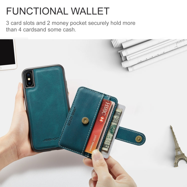 For iPhone XR JEEHOOD RFID Blocking Anti-Theft Wallet Phone Case(Blue) - HoMEdemic™ 