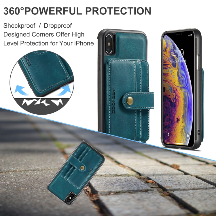 For iPhone XR JEEHOOD RFID Blocking Anti-Theft Wallet Phone Case(Blue) - HoMEdemic™ 