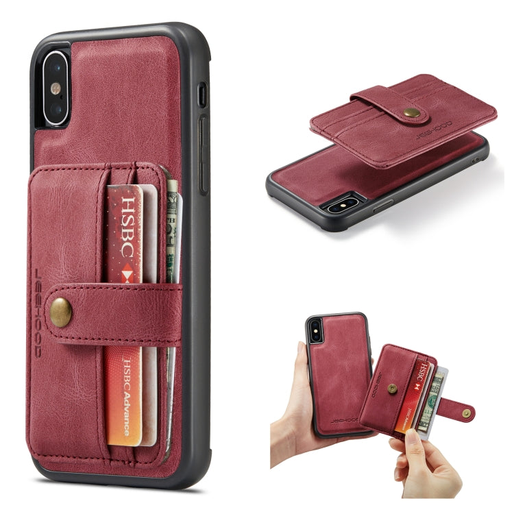 For iPhone XR JEEHOOD RFID Blocking Anti-Theft Wallet Phone Case(Red) - HoMEdemic™ 
