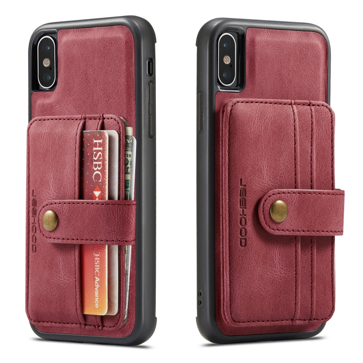 For iPhone XR JEEHOOD RFID Blocking Anti-Theft Wallet Phone Case(Red) - HoMEdemic™ 