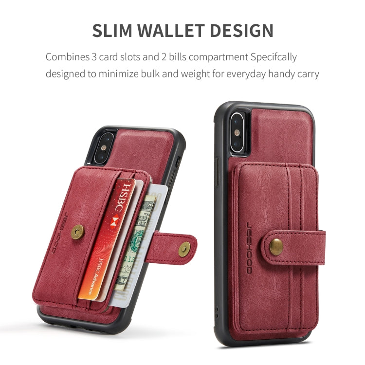 For iPhone XR JEEHOOD RFID Blocking Anti-Theft Wallet Phone Case(Red) - HoMEdemic™ 