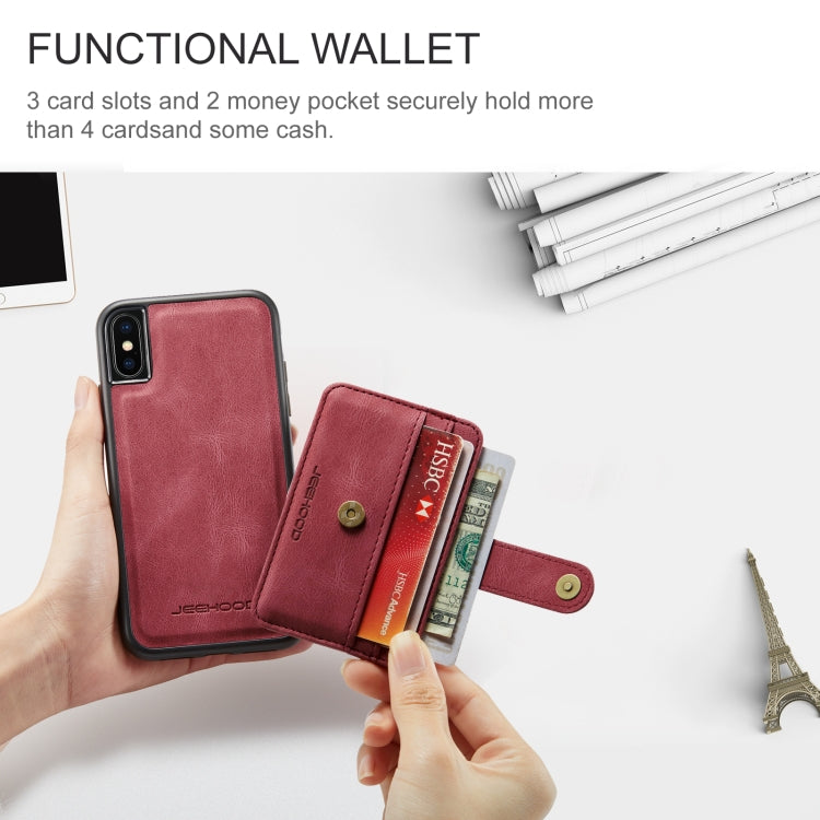 For iPhone XR JEEHOOD RFID Blocking Anti-Theft Wallet Phone Case(Red) - HoMEdemic™ 