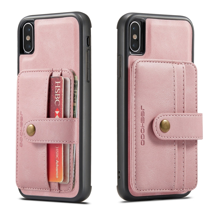 For iPhone XR JEEHOOD RFID Blocking Anti-Theft Wallet Phone Case(Pink) - HoMEdemic™ 