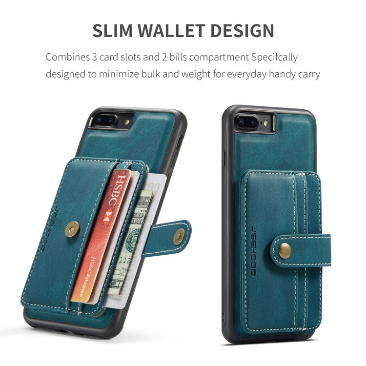 For iPhone SE 2022 / SE 2020 / 8 / 7 JEEHOOD RFID Blocking Anti-Theft Wallet Phone Case(Blue) - HoMEdemic™ 