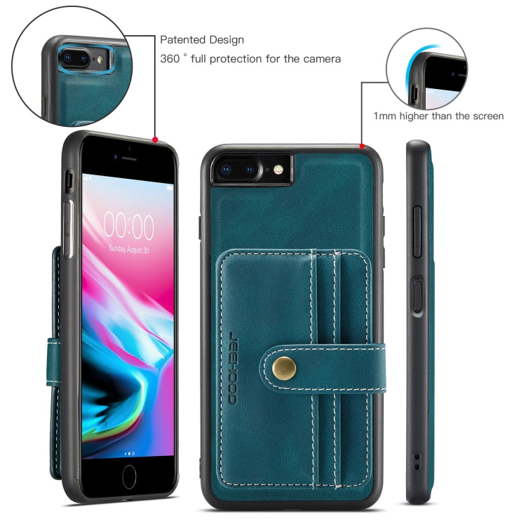 For iPhone SE 2022 / SE 2020 / 8 / 7 JEEHOOD RFID Blocking Anti-Theft Wallet Phone Case(Blue) - HoMEdemic™ 