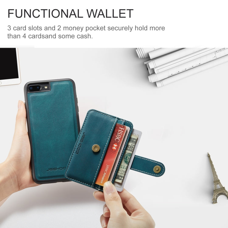 For iPhone SE 2022 / SE 2020 / 8 / 7 JEEHOOD RFID Blocking Anti-Theft Wallet Phone Case(Blue) - HoMEdemic™ 