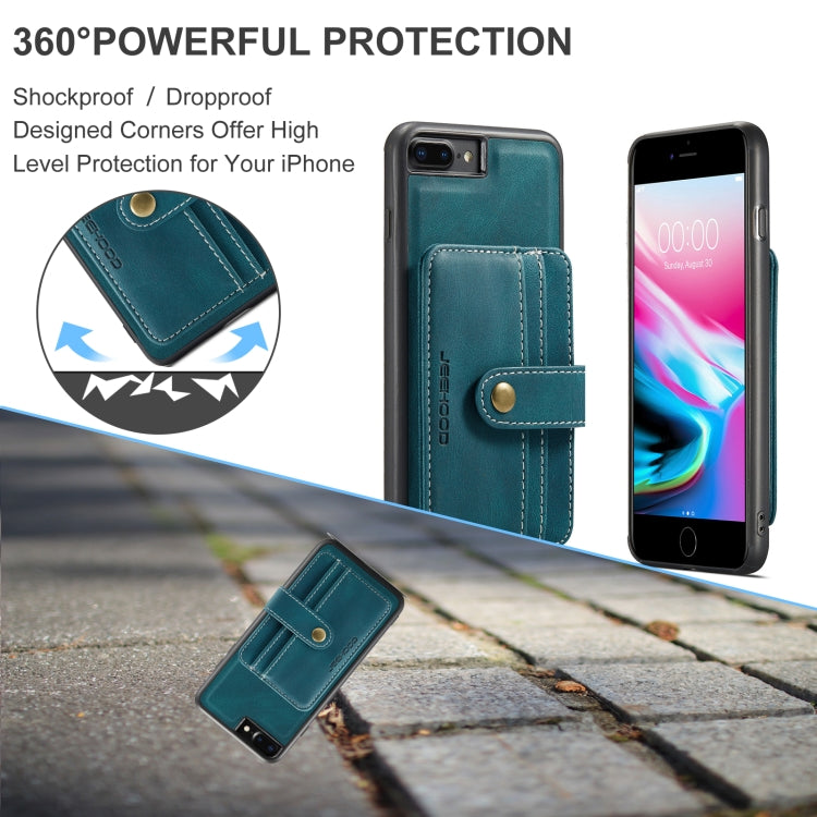 For iPhone SE 2022 / SE 2020 / 8 / 7 JEEHOOD RFID Blocking Anti-Theft Wallet Phone Case(Blue) - HoMEdemic™ 