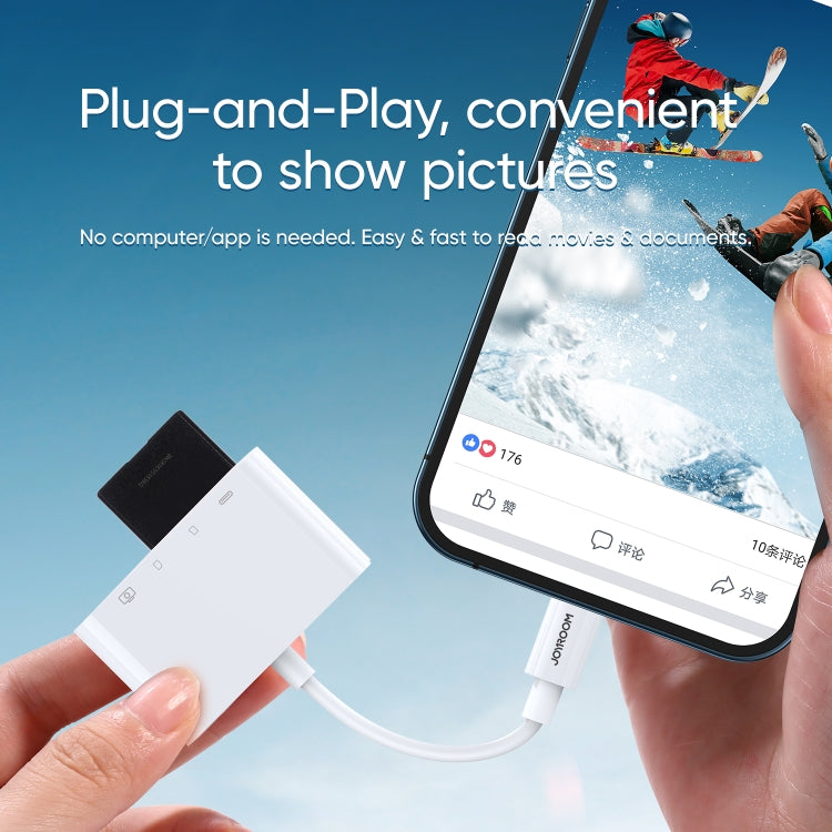 JOYROOM S-H142 4 in 1 8 Pin to SD / TF Card + 8 Pin Charge + USB Interface OTG Camera Reader Adapter(White) - HoMEdemic™ 