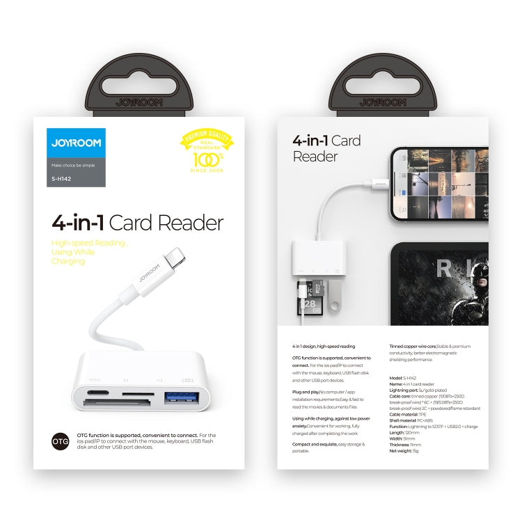JOYROOM S-H142 4 in 1 8 Pin to SD / TF Card + 8 Pin Charge + USB Interface OTG Camera Reader Adapter(White) - HoMEdemic™ 