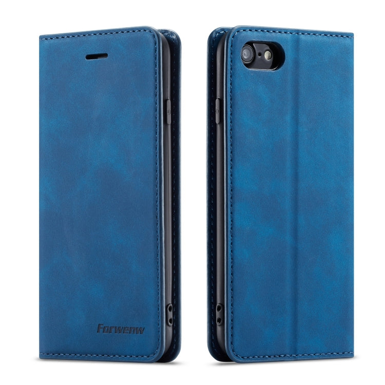 For iPhone SE 2022 / SE 2020 / 8 / 7 Forwenw Dream Series Oil Edge Strong Magnetism Horizontal Flip Leather Case with Holder & Card Slots & Wallet & Photo Frame(Blue) - HoMEdemic™ 