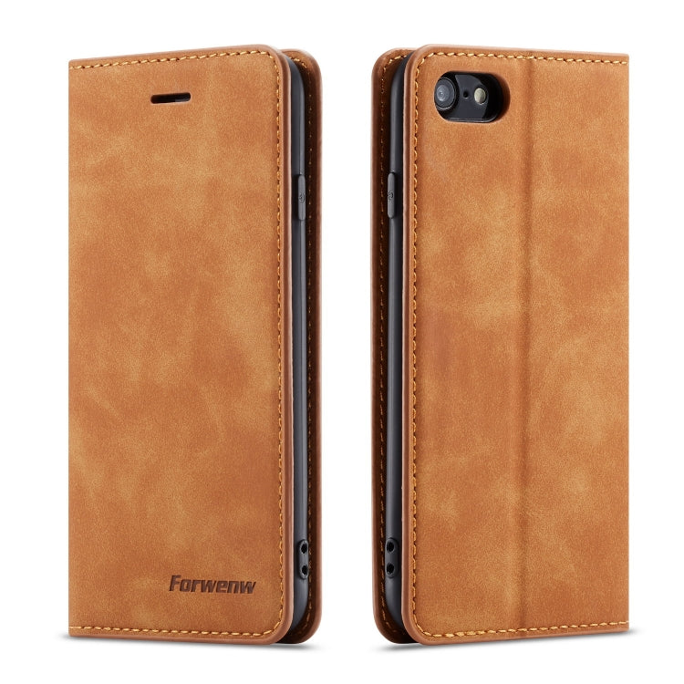 For iPhone SE 2022 / SE 2020 / 8 / 7 Forwenw Dream Series Oil Edge Strong Magnetism Horizontal Flip Leather Case with Holder & Card Slots & Wallet & Photo Frame(Brown) - HoMEdemic™ 