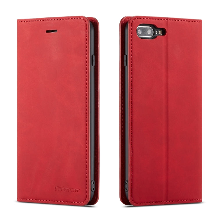 For iPhone 8 Plus / 7 Plus Forwenw Dream Series Oil Edge Strong Magnetism Horizontal Flip Leather Case with Holder & Card Slots & Wallet & Photo Frame(Red) - HoMEdemic™ 