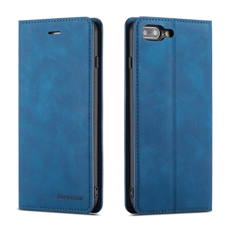 For iPhone 8 Plus / 7 Plus Forwenw Dream Series Oil Edge Strong Magnetism Horizontal Flip Leather Case with Holder & Card Slots & Wallet & Photo Frame(Blue) - HoMEdemic™ 