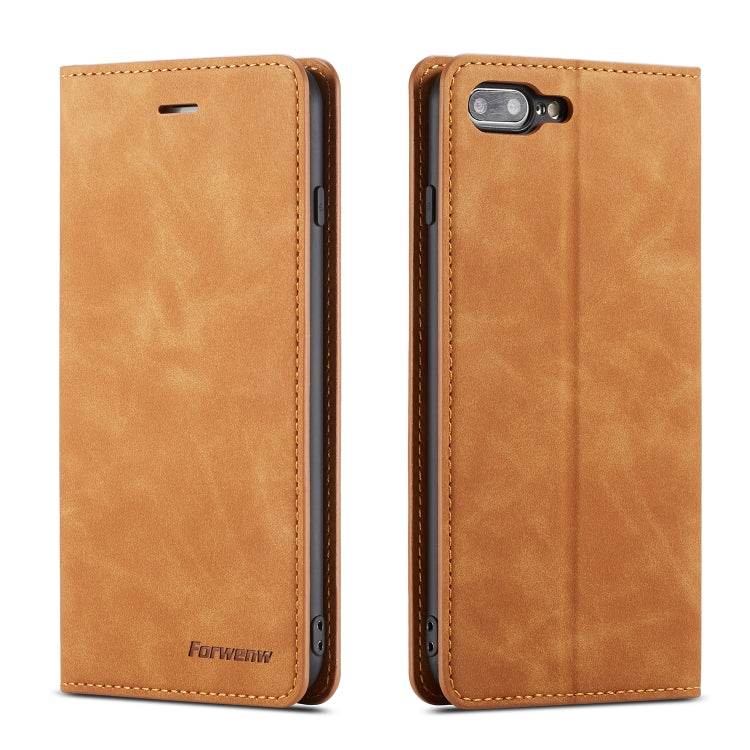 For iPhone 8 Plus / 7 Plus Forwenw Dream Series Oil Edge Strong Magnetism Horizontal Flip Leather Case with Holder & Card Slots & Wallet & Photo Frame(Brown) - HoMEdemic™ 