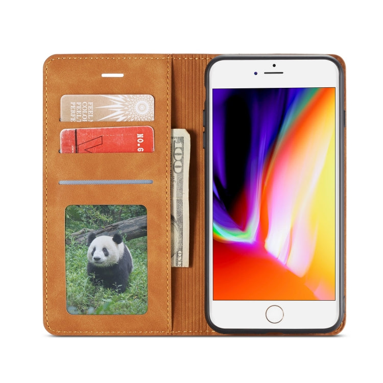 For iPhone 8 Plus / 7 Plus Forwenw Dream Series Oil Edge Strong Magnetism Horizontal Flip Leather Case with Holder & Card Slots & Wallet & Photo Frame(Brown) - HoMEdemic™ 
