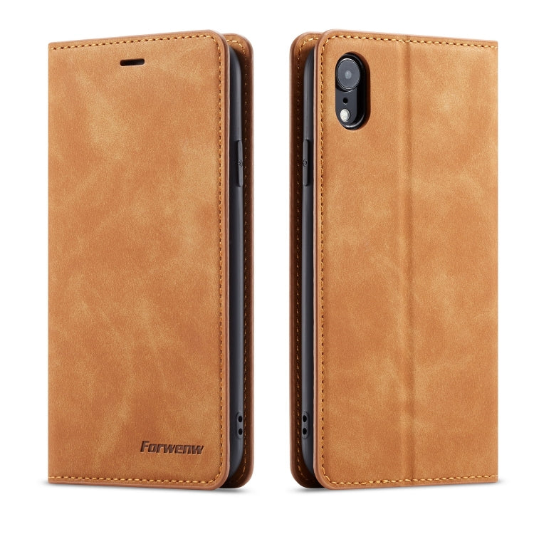 For iPhone XR Forwenw Dream Series Oil Edge Strong Magnetism Horizontal Flip Leather Case with Holder & Card Slots & Wallet & Photo Frame(Brown) - HoMEdemic™ 