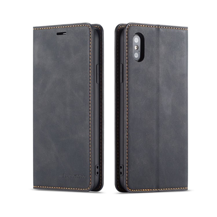 For iPhone X / XS Forwenw Dream Series Oil Edge Strong Magnetism Horizontal Flip Leather Case with Holder & Card Slots & Wallet & Photo Frame(Black) - HoMEdemic™ 