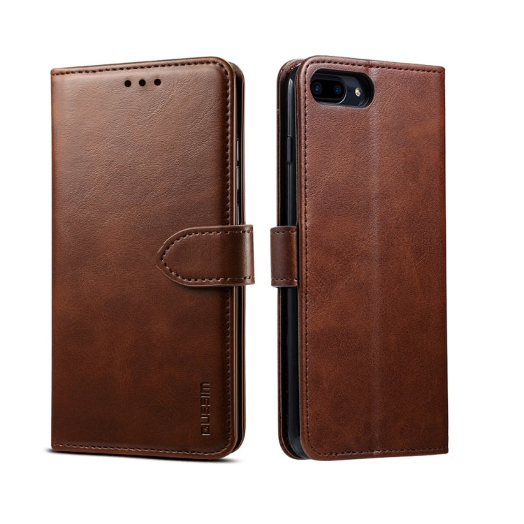 For iPhone 8 Plus / 7 Plus GUSSIM Magnetic Horizontal Flip Leather Case with Holder & Card Slots & & Wallet(Brown) - HoMEdemic™ 