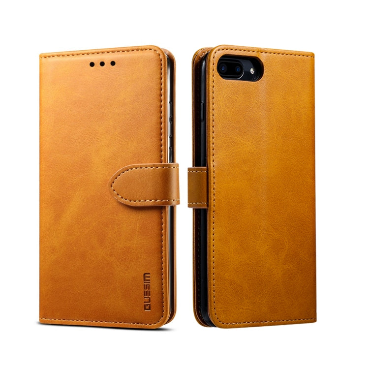 For iPhone 8 Plus / 7 Plus GUSSIM Magnetic Horizontal Flip Leather Case with Holder & Card Slots & & Wallet(Yellow) - HoMEdemic™ 