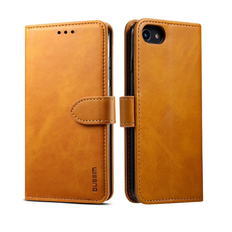 For iPhone 8  / 7 GUSSIM Magnetic Horizontal Flip Leather Case with Holder & Card Slots & & Wallet(Yellow) - HoMEdemic™ 