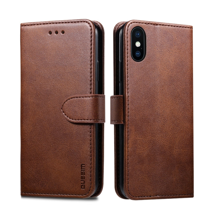 For iPhone XR GUSSIM Magnetic Horizontal Flip Leather Case with Holder & Card Slots & Wallet(Brown) - HoMEdemic™ 