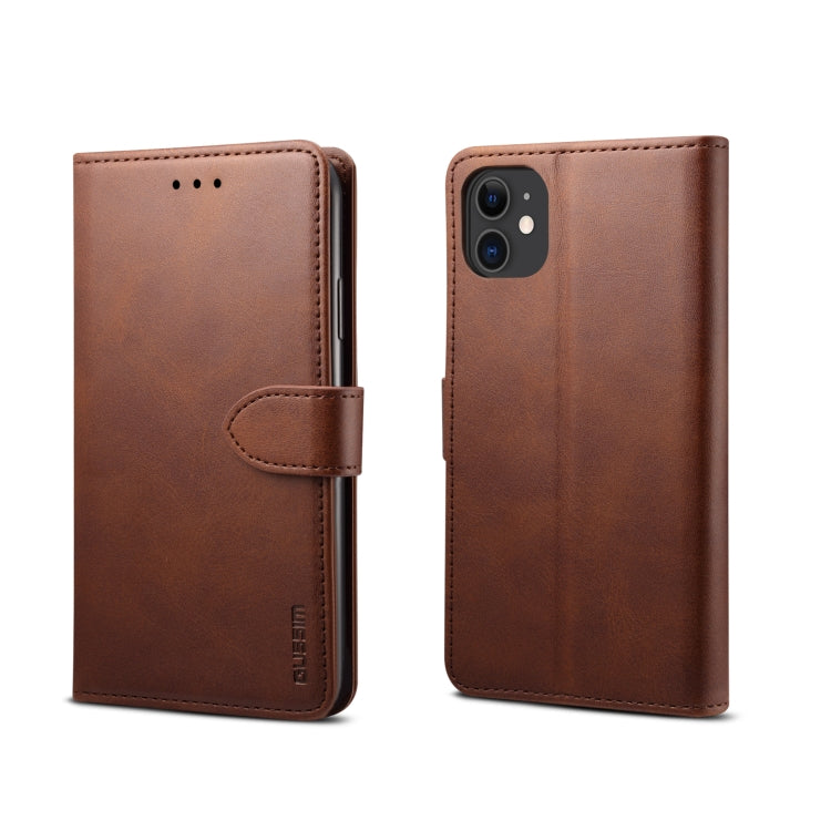 For iPhone 11 GUSSIM Magnetic Horizontal Flip Leather Case with Holder & Card Slots & & Wallet(Brown) - HoMEdemic™ 
