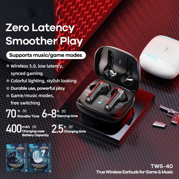 REMAX TWS-40 True Wireless Music Gaming Bluetooth Earphone(White) - HoMEdemic™ 
